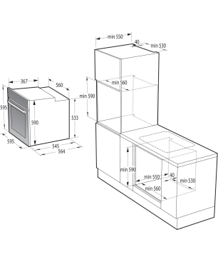 GORENJE BLACK INDUCTION SET, Einbaubackofenset (Induktion, A, 77 Liter)