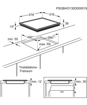 AEG KOMBI3026P Serie 6000 mit SurroundCook Ringheißluftsystem (mit Pyrolyse), Einbauherdset (Elektrokochfeld, A+, 72 Liter)