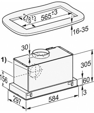 MIELE DA 2360, Dunstabzugshaube (584 mm breit, 297 mm tief)