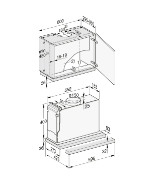 MIELE DAS 4620, Dunstabzugshaube (596 mm breit, 273 mm tief)