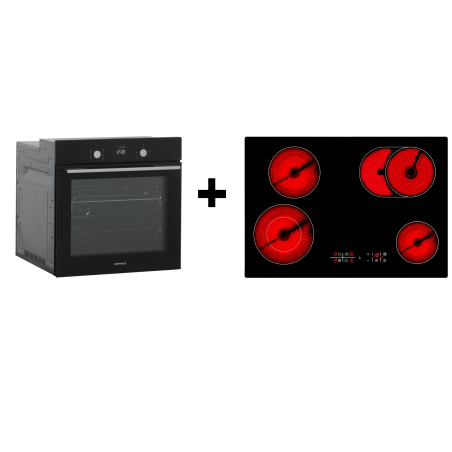 RESPEKTA ASET7007700, Einbaubackofenset (Glaskeramikkochfeld, A, 80 Liter)