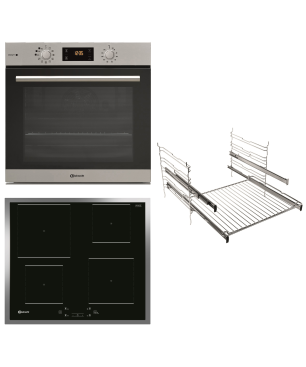 BAUKNECHT BAKO GENTLE STEAM, Einbaubackofenset (Induktionskochfeld, A+, 71 Liter)