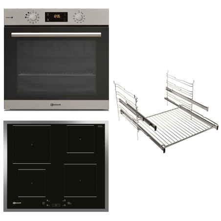 BAUKNECHT BAKO GENTLE STEAM, Einbaubackofenset (Induktionskochfeld, A+, 71 Liter)