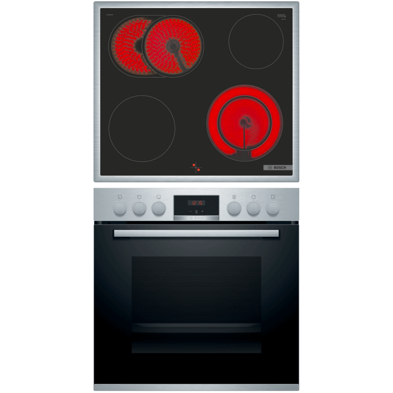 BOSCH HND211RS62, Einbauherdset (Glaskeramikkochfeld, A, 66 Liter)