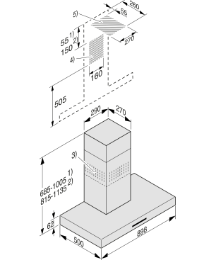 MIELE PUR 98 W, Dunstabzugshaube (898 mm breit, 500 mm tief)