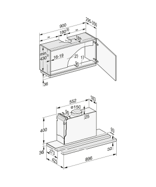 MIELE DAS 2920, Dunstabzugshaube (896 mm breit, 273 mm tief)