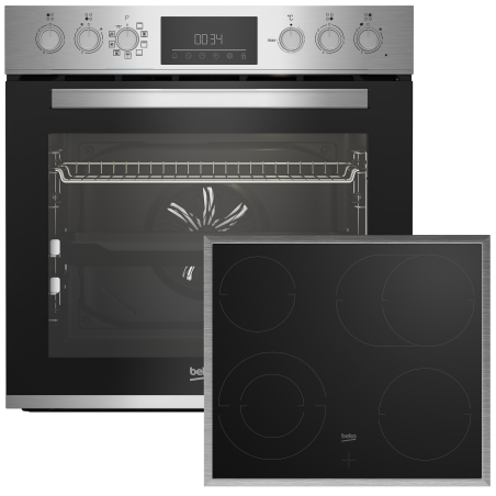 BEKO BBUM12320XFP, Einbau-Herd-Set (Glaskeramik-Kochfeld, A+, 72 Liter)