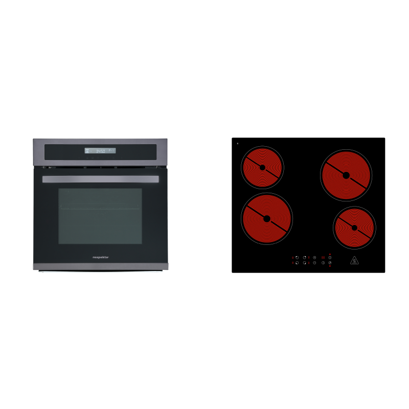 RESPEKTA DIGISET8BS4400, Einbaubackofenset (Glaskeramikkochfeld, A, 66 Liter)