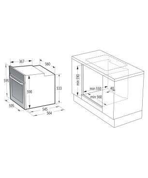 GORENJE Hot Air Set 2, Herd-Set (HiLight-Kochfeld, A, 77 Liter)
