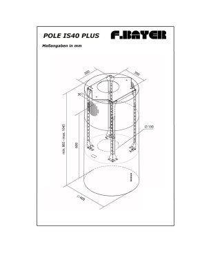 F.BAYER POLE IS40E PLUS, Dunstabzugshaube (40 cm breit, 40 cm tief)