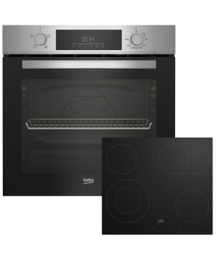 BEKO BBSC1132T0X, Einbau-Backofen-Set (Glaskeramik-Kochfeld, A, 74 Liter)