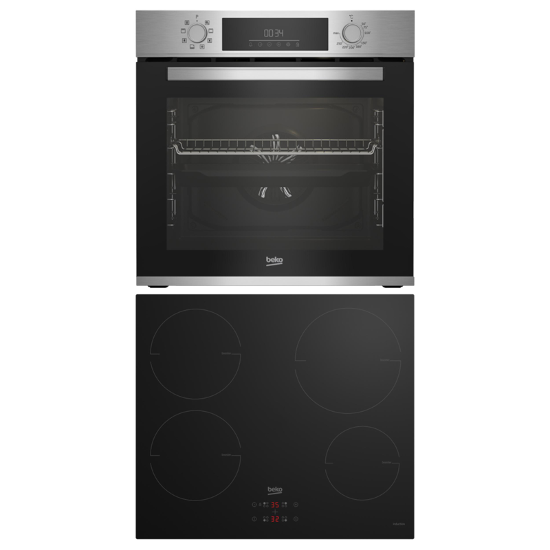 BEKO BBSM12340X, Einbaubackofenset (Induktion, A, 72 Liter)