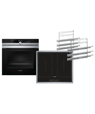 SIEMENS EQ 872 DV 01R (HB672GBS1+ED645FQC5E+HZ638370) iQ700, Einbaubackofenset (Induktionskochfeld, A+, 71 Liter)