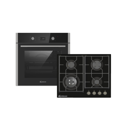 KLUGMANN KO608.5TCX + KT600B5, Einbaubackofenset (Vitroceramic Gaskochfeld, A, 64 Liter)