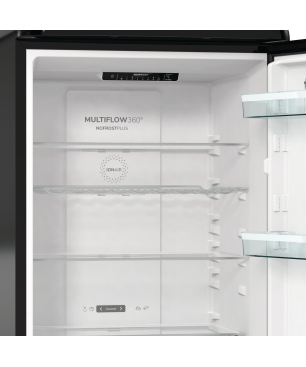 GORENJE ONRK619DBK Gorenje Retro Collection Kühlgefrierkombination (D, 192 kWh, 1940 mm hoch, Tiefschwarz)