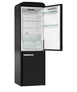GORENJE ONRK619DBK Gorenje Retro Collection Kühlgefrierkombination (D, 192 kWh, 1940 mm hoch, Tiefschwarz)