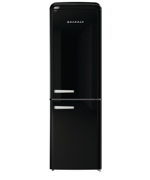GORENJE ONRK619DBK Gorenje Retro Collection Kühlgefrierkombination (D, 192 kWh, 1940 mm hoch, Tiefschwarz)
