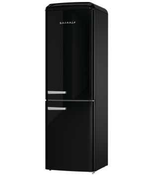 GORENJE ONRK619DBK Gorenje Retro Collection Kühlgefrierkombination (D, 192 kWh, 1940 mm hoch, Tiefschwarz)