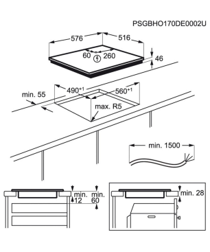 AEG KOMB55PIS2 Serie 6000 mit SteamBake Feuchtigkeitszugabe (mit Pyrolyse), Backofenset (Induktionskochfeld, A+, 71 Liter)