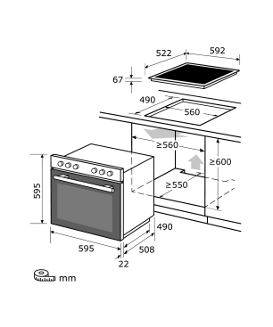 EXQUISIT EHE 185-1.2-Set, Herdset (Glaskeramik, A, 58 Liter)