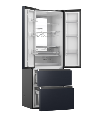 HAIER HFW7720ENMB Kühl-Gefrierkombination (E, 2006 mm hoch, Obsidian Black Inox )