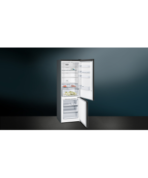 SIEMENS KG49NXXEA IQ300 Kühlgefrierkombination (E, 259 kWh, 2030 mm hoch, blackSteel)