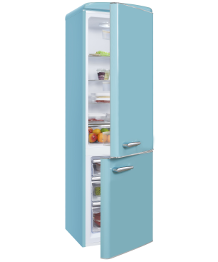 EXQUISIT RKGC250-70-H-160E taubenblau Kühl- und Gefrierkombination (E, 1830 mm hoch, Taubenblau)