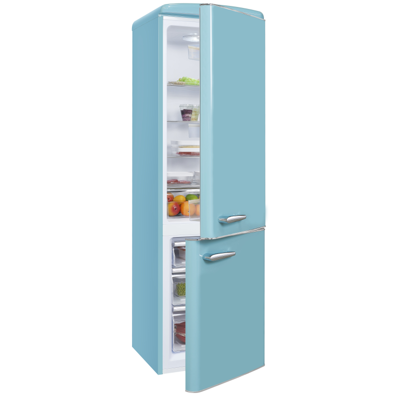 EXQUISIT RKGC250-70-H-160E taubenblau Kühl- und Gefrierkombination (E, 1830 mm hoch, Taubenblau)