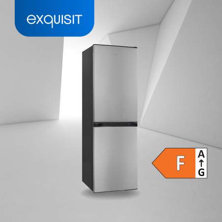 EXQUISIT KGC195-65-NF-330F inoxlook-az Kühlgefrierkombination (F, 255,86 kWh, 1575 mm hoch, Inoxlook-az)