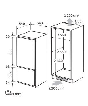 EXQUISIT EKGC225-40-110F weiss Kühl- und Gefrierkombination (F, 1440 mm hoch, Weiß)