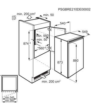 AEG SFE888D1AF Serie 5000 mit OptiSpace Kühlschrank (D, 873 mm hoch, Weiß)