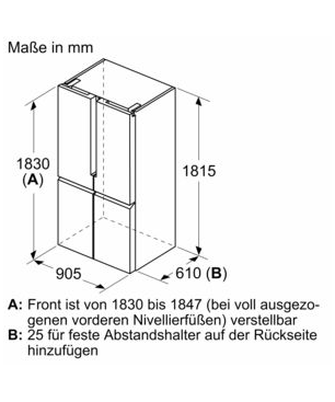 SIEMENS KF96NAXEA iQ500 French Door (E, 1830 mm hoch, blackSteel)