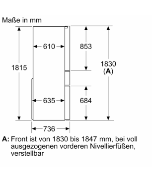 SIEMENS KF96RSBEA iQ700 French Door (E, 1830 mm hoch, Schwarz)