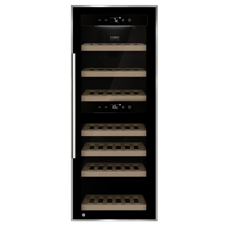 CASO 653 Weinklimaschrank (EEK G, Edelstahll/Schwarz)