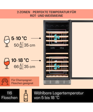KLARSTEIN Vinovilla Grande 116 Weinkühlschrank (EEK G, Schwarz)