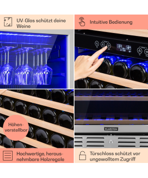 KLARSTEIN Vinovilla Grande 116 Weinkühlschrank (EEK G, Schwarz)