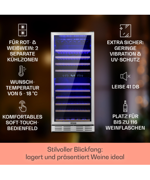 KLARSTEIN Vinovilla Grande 116 Weinkühlschrank (EEK G, Schwarz)