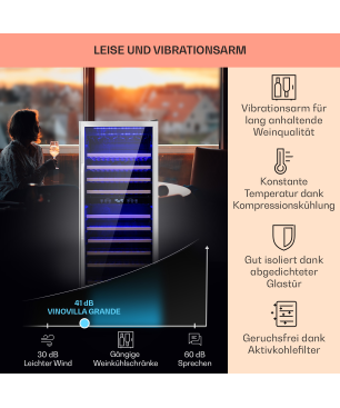 KLARSTEIN Vinovilla Grande 116 Weinkühlschrank (EEK G, Schwarz)