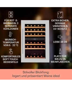 KLARSTEIN Vinsider 35D Weinkühlschrank (EEK G, Edelstahl)
