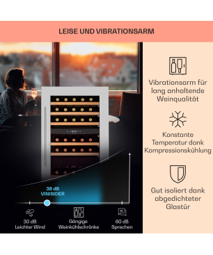 KLARSTEIN Vinsider 35D Weinkühlschrank (EEK G, Edelstahl)