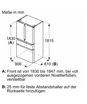 SIEMENS KF96RSBEA iQ700 French Door (E, 1830 mm hoch, Schwarz)