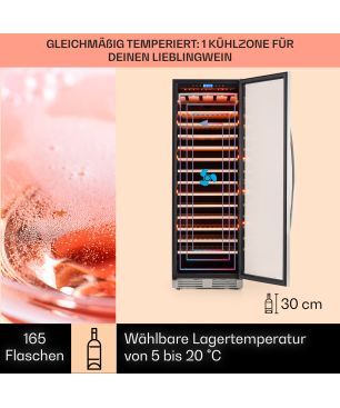 KLARSTEIN Vinovilla Grande 165 Built-in Uno Weinkühlschrank (EEK G, Silber)