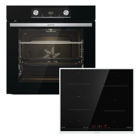GORENJE Black Steam Pyro, Einbauherdset (Induktions-Kochfeld, A+, 77 Liter)