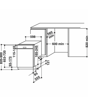 BAUKNECHT REFURBISHED (*) BBO 3O41 PLT Geschirrspüler (teilintegrierbar (Besteckschublade, 600 mm breit, 41 dB (A), C)