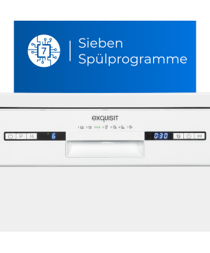 EXQUISIT GSP9313-030E weiss Geschirrspüler (Freistehend mit Unterbaumöglichkeit, 598 mm breit, E)