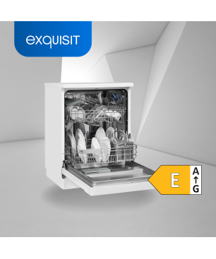EXQUISIT GSP9313-030E weiss Geschirrspüler (Freistehend mit Unterbaumöglichkeit, 598 mm breit, E)