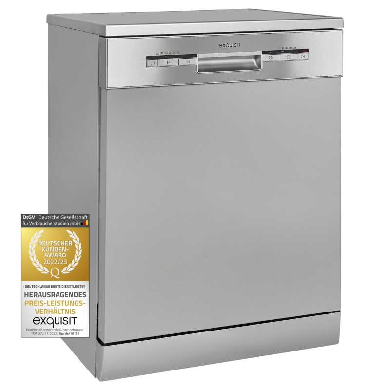 EXQUISIT GSP9112-030E silber Geschirrspüler (Standgerät (Besteckkorb, 598 mm breit, 49 dB (A), E)
