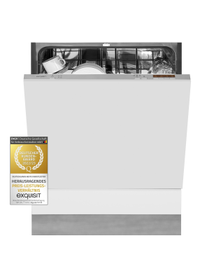 EXQUISIT EGSP6012-E-030E silber Geschirrspüler (Einbaugerät (Besteckkorb, 598 mm breit, 47 dB (A), E)