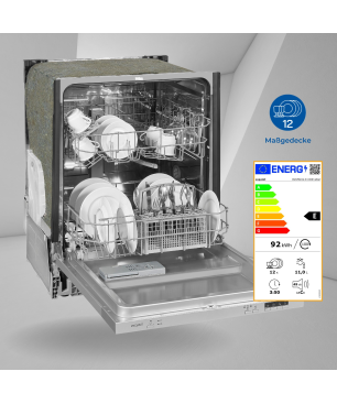 EXQUISIT EGSP6012-E-030E silber Geschirrspüler (Einbaugerät (Besteckkorb, 598 mm breit, 47 dB (A), E)