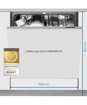 EXQUISIT EGSP6012-E-030E silber Geschirrspüler (Einbaugerät (Besteckkorb, 598 mm breit, 47 dB (A), E)